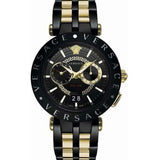 Versace V-Race Analog Quartz Black Dial Two Tone Steel Strap Watch For Men - VEBV00619 Authentic Buy Shop Now