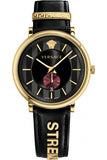 Versace V-Circle Manifesto Edition Black Dial Black Leather Strap Watch for Men - VBQ050017 Authentic Buy Shop Now