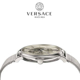 Versace V-Circle Silver Dial Silver Mesh Bracelet Watch for Men - VBQ060017 Authentic Buy Shop Now