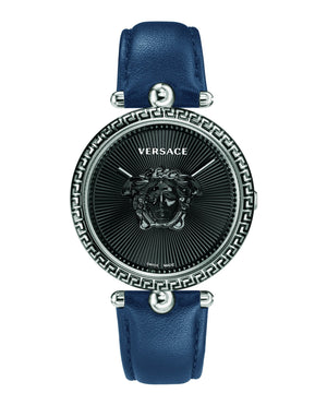 Versace Palazzo Empire Black Dial Blue Leather Strap Watch for Women - VCO080017 Authentic Buy Shop Now