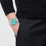 Versace V-Auria Quartz Turquoise Dial Silver Steel Strap Watch for Women - VE0F00225 Authentic Buy Shop Now