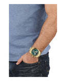 Versace V-Ray Chronograph Quartz Green Dial Gold Steel Strap Watch For Men - VE2I00621 Authentic Buy Shop Now