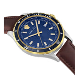 Versace Hellenyium GMT Blue Dial Brown Leather Strap Watch for Men - V11080017 Authentic Buy Shop Now