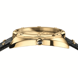 Versace Shadov Quartz Gold Dial Black Leather Strap Watch for Women - VEBM00318 Authentic Buy Shop Now