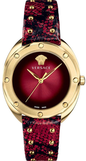 Versace Shadov Quartz Red Dial Red Leather Strap Watch for Women - VEBM00918 Authentic Buy Shop Now