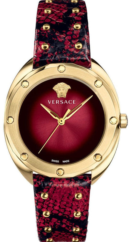 Versace Shadov Quartz Red Dial Red Leather Strap Watch for Women - VEBM00918 Authentic Buy Shop Now