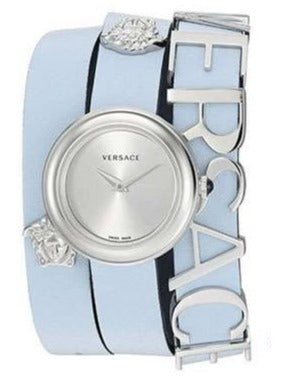 Versace V Flare Silver Dial Blue Leather Strap Watch for Women - VEBN00118 Authentic Buy Shop Now