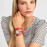 Versace V-Flare Quartz Silver Dial Red Leather Strap Watch for Women - VEBN00418 Authentic Buy Shop Now
