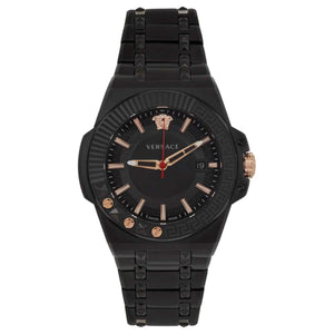 Versace Chain Reaction Quartz Black Dial Black Steel Strap Watch for Men - VEDY00719 Authentic Buy Shop Now