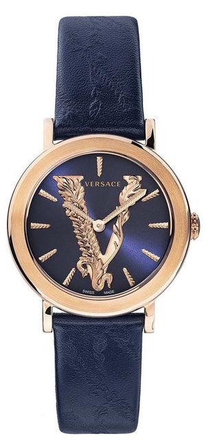 Versace Virtus Quartz Blue Dial Blue Leather Strap Watch for Women - VEHC00419 Authentic Buy Shop Now