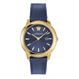 Versace V-Urban Quartz Blue Dial Blue Leather Strap Watch for Men - VELQ00319 Authentic Buy Shop Now