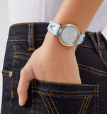 Versace V-Twist Blue Dial Blue Leather Strap Watch for Women - VELS00319 Authentic Buy Shop Now