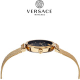 Versace Meander Black Dial Gold Mesh Bracelet Watch for Women - VELW00720