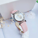 Versace V-Motif Silver Dial Pink Leather Strap Watch for Women - VERE00118 Authentic Buy Shop Now