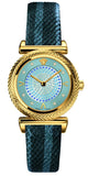 Versace V-Motif Vintage Logo Diamonds Blue Dial Blue Leather Strap Watch for Women - VERE01018 Authentic Buy Shop Now