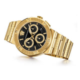 Versace Greca Chronograph Black Dial Gold Steel Strap Watch For Men - VEZ900421 Authentic Buy Shop Now