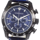 Versace V-Ray Chronograph Quartz Blue Dial Black Leather Strap Watch For Men - VEDB00418 Authentic Buy Shop Now