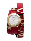 Versace V-Flare Quartz Silver Dial Red Leather Strap Watch for Women - VEBN00418 Authentic Buy Shop Now