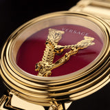 Versace Virtus Mini Quartz Red Dial Gold Steel Strap Watch For Women - VET300321 Authentic Buy Shop Now