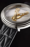 Versace Virtus Quartz White Dial Black Leather Strap Watch For Women - VET300421 Authentic Buy Shop Now