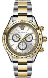 Versace Classic Chronograph Quartz Silver Dial Two Tone Steel Strap Watch For Men - VEV700519 Authentic Buy Shop Now