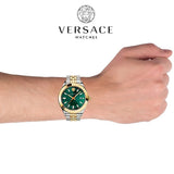 Versace Hellenium Green Dial Two Tone Steel Strap Watch for Men - VEVK00620 Authentic Buy Shop Now