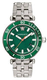Versace Greca Sport Quartz Green Dial Silver Steel Strap Watch For Men - VEZ300421 Authentic Buy Shop Now