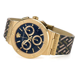 Versace Greca Chronograph Black Dial Brown Leather Strap Watch For Men - VEZ900621 Authentic Buy Shop Now
