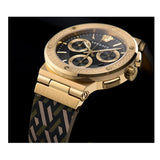Versace Greca Chronograph Black Dial Brown Leather Strap Watch For Men - VEZ900621 Authentic Buy Shop Now