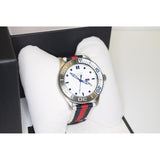 Gucci G Timeless Quartz White Dial Two Tone Nylon Strap Watch for Men - YA126239 Authentic Buy Shop Now