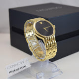 Movado Veturi Quartz Black Dial Gold Steel Strap Watch for Men - 0606934 Authentic Buy Shop Now