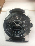 Versace V-Racer Aion Chronograph Black Dial Black Leather Strap Watch for Men - VBR030017 Authentic Buy Shop Now