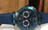 Versace Aion Chronograph Blue Dial Blue Leather Strap Watch for Men - VBR070017 Authentic Buy Shop Now