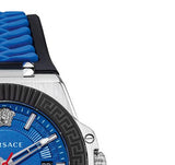 Versace Chain Reaction Quartz Blue Dial Blue & Black Leather Strap Watch for Men - VEDY00119 Authentic Buy Shop Now
