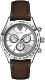 Versace Classic Chronograph Quartz Silver Dial Brown Leather Strap Watch For Men - VEV700119 Authentic Buy Shop Now
