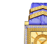 Versace Day Glam Chronograph Gold Dial Purple Leather Strap Watch for Women - VQF040015 Authentic Buy Shop Now