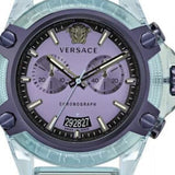 Versace Icon Active Chronograph Purple Dial Blue Silicone Strap Watch For Men - VEZ701523 Authentic Buy Shop Now