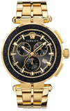 Versace Greca Sport Quartz Black Dial Gold Steel Strap Watch for Men - VEZ300721 Authentic Buy Shop Now