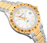 Versace Hellenyium GMT Silver Dial Two Tone Steel Strap Watch for Men - V11030015 Authentic Buy Shop Now