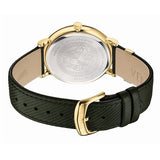 Versace V-Circle Manifesto Gold Dial Black Leather Strap Watch for Men - VBQ030017 Authentic Buy Shop Now