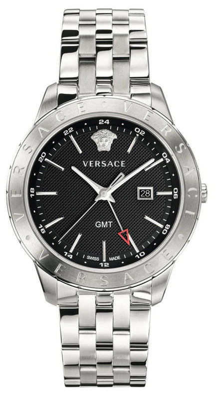 Versace Univers Analog Black Dial Silver Steel Strap Watch for Men - VEBK00418 Authentic Buy Shop Now