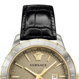 Versace Univers Beige Dial Black Leather Strap Watch for Men - VEBK00218 Authentic Buy Shop Now
