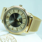 Versace V Circle Quartz Gold Dial Gold Mesh Bracelet Watch For Men - VBQ070017 Authentic Buy Shop Now