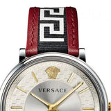 Versace V Circle Silver Dial Two Tone Leather Strap Watch for Men - VEBQ01319 Authentic Buy Shop Now