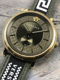 Versace V-Circle Quartz Green Dial Green Leather Strap Watch for Men - VEBQ01519 Authentic Buy Shop Now
