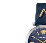 Versace V-Twist Quartz Blue Dial Blue Leather Strap Watch for Women - VELS00119 Authentic Buy Shop Now