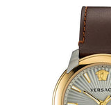 Versace V-Urban Quartz Grey Dial Brown Leather Strap Watch for Men - VELQ00219 Authentic Buy Shop Now