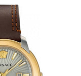 Versace V-Urban Quartz Grey Dial Brown Leather Strap Watch for Men - VELQ00219 Authentic Buy Shop Now