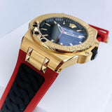 Versace Chain Reaction Quartz Black Dial Red & Black Rubber Strap Watch for Men - VEDY00319 Authentic Buy Shop Now