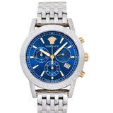 Versace Sport Tech Chronograph Blue Dial Silver Steel Strap Watch for Men - VELT00219 Authentic Buy Shop Now
